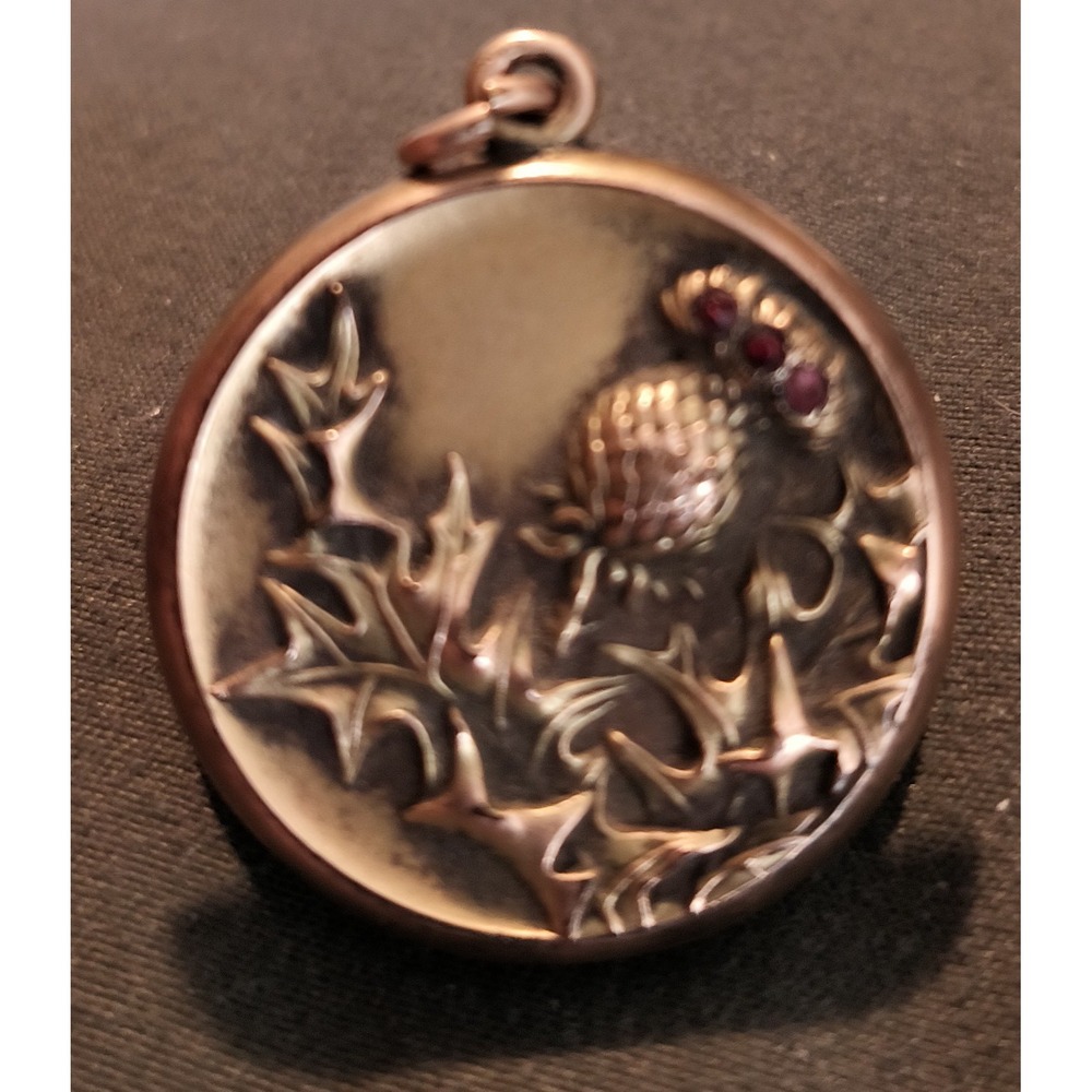 Antique Art Nouveau Thistle Repoussé Photo Locket Hamilton & Hamilton Jr. (⭐H&H)